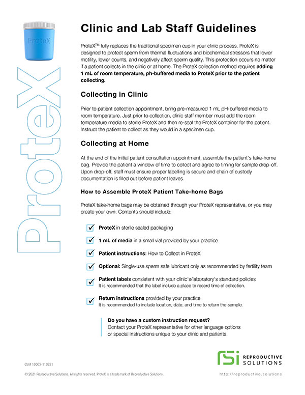 ProteX Clinic and Lab Staff Guidelines