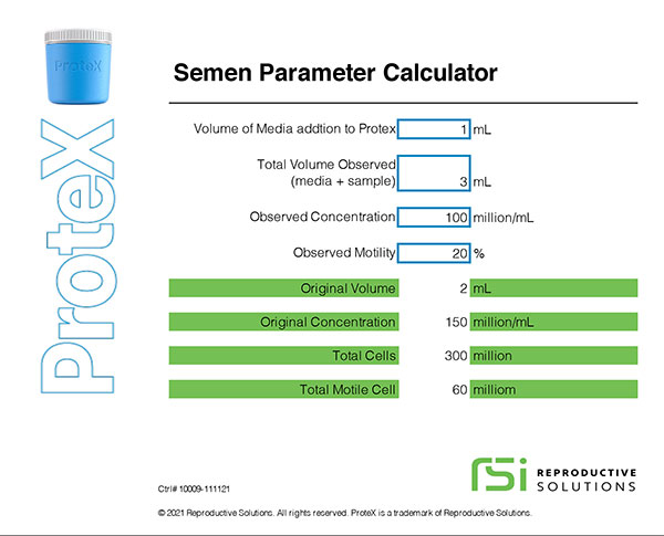 ProteX Semen Parameter Calculator