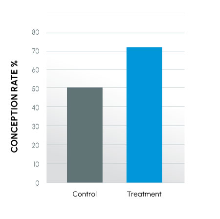 ProteX_Study_8_FIGURE_1 1 Figure 1 - Conception Rates in commercial cattle. Part of an animal study showing improved semen collection.
