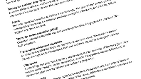 Infertility process glossary of terms.